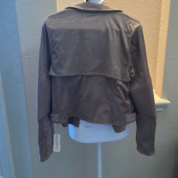 Blank NYC Womens Size Medium Motorcycle Biker Jacket Suede Tan Khaki NWT - Picture 8 of 10